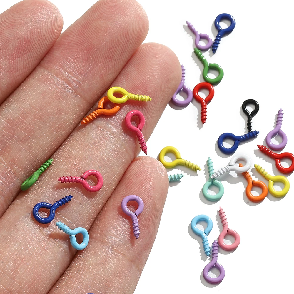 100pcs Color Small Spiral Sheep Horn Screws Miniature Tiny Eye Pins Hooks for DIY Pendant Jewelry Making Accessories Wholesale