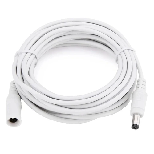 Imagen 2 del producto Cable de extensión de alimentación CC de cobre, 12V, blanco, 3M/5M/10M/15M/20M/30M/50M, Cable extensor 2,1x5,5mm hembra a macho para cámara de tira LED