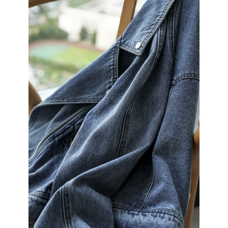 Women's Fairy Spring and Autumn Tops Jacket Irregular Zipper Cowboy Advanced Loose Leisure Comfortable Brand Fashion New Thin