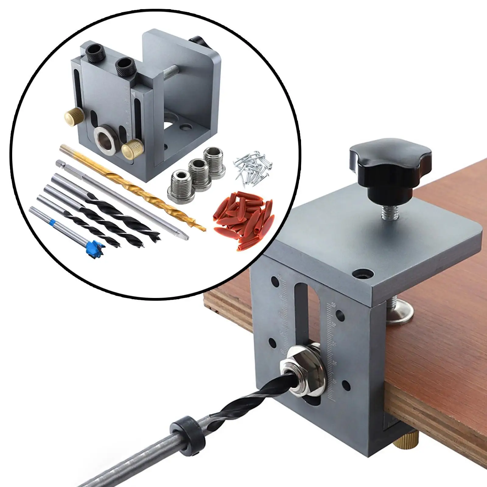 

3 in 1 Dowel Jig Set Woodworking Tool Drill Positioners Pocket Hole Jig Set