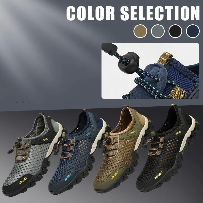 Summer Men Casual Sneakers Breathable Mesh Shoes Mens Non-Slip Outdoor Hiking Shoes Mens Climbing Trekking Shoes Zapatos Hombre