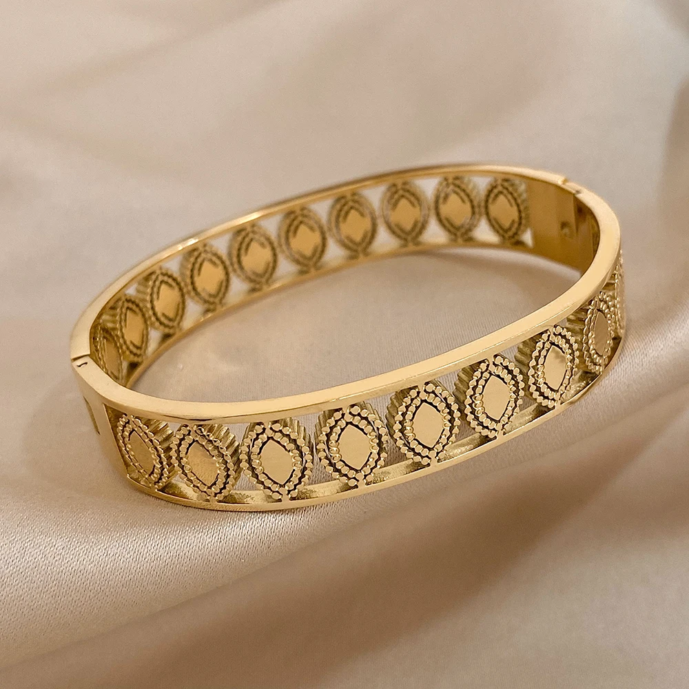 Dodohao กำไลข้อมือสแตนเลส316L เป็นเอกลักษณ์สำหรับผู้หญิงผู้ชายเครื่องประดับชุบทอง