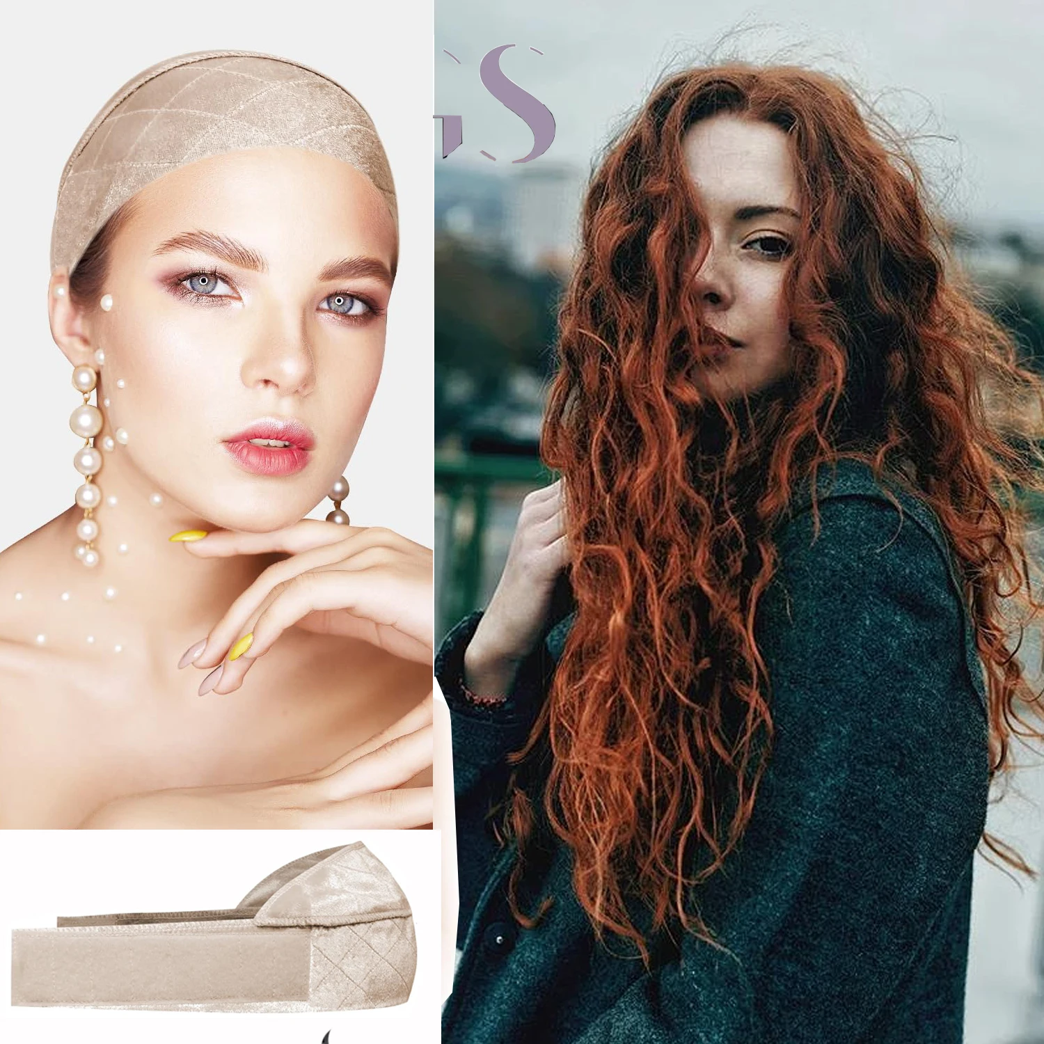 Widen Wigs Band,Velvet Wig Grip Band Non Slip,Adjustable Fasten Wigs Grip Caps for Women to Keep Wig From Moving and Comfort