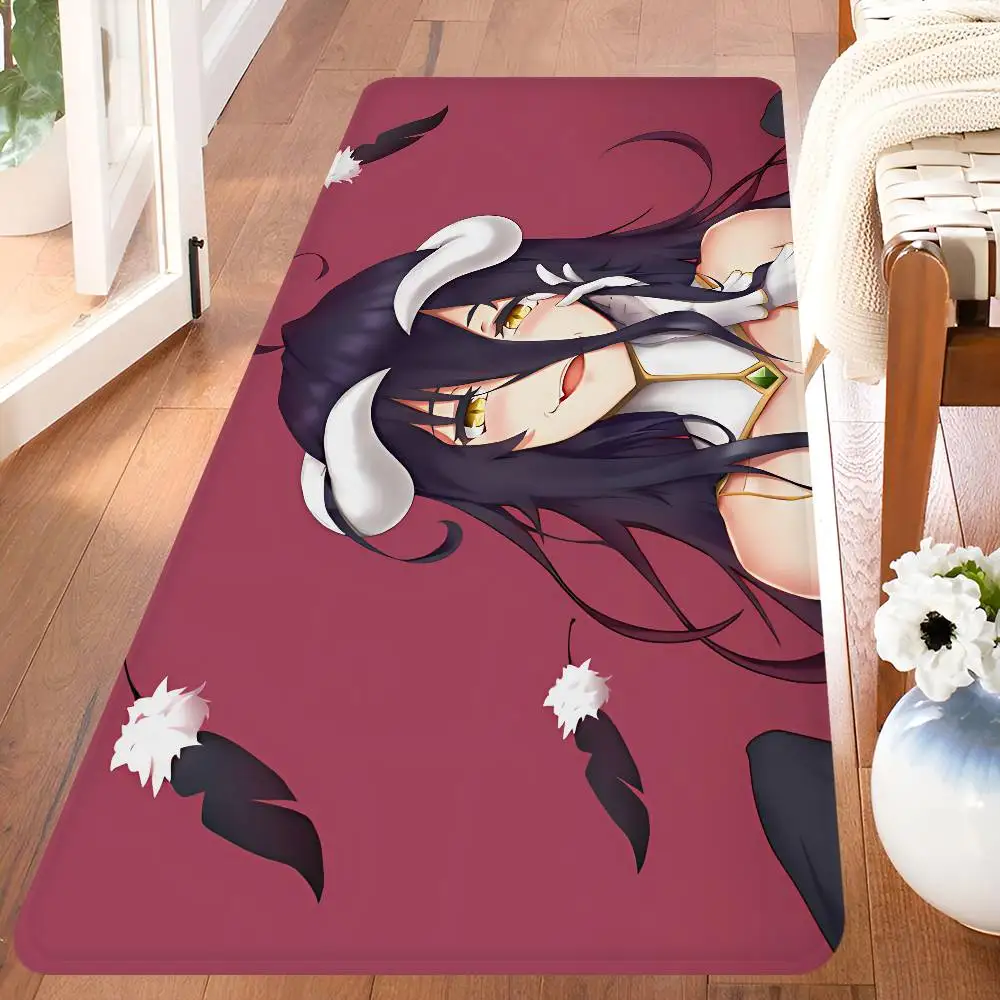 Anime Sexy Girls Gamer Albedo Bathroom Mat Kids Room Bedroom Decoration Balcony Anti-Slip Doormat Living Room Welcome Rug