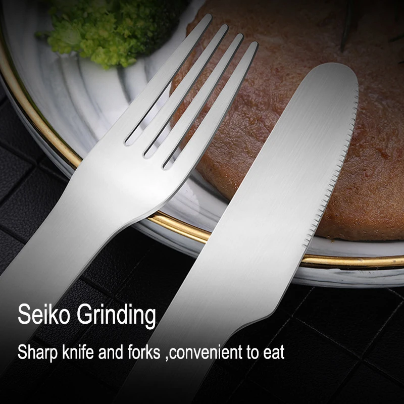 Tableware Dinner Knife Fork Spoon Travel Utensils Set Stainless Steel Cutlery Set Flatware Set with Case Reusable Portable Box