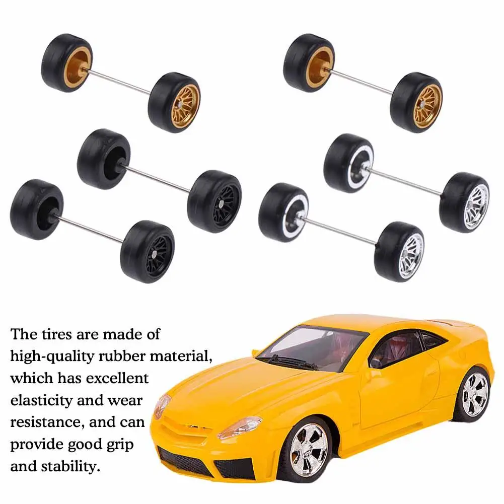 High Quality 6PCS 1:64 Model Car Wheels For Hotwheels With Rubber Tire Model Model Car Basic Modified Parts Racing Vehicle Toys