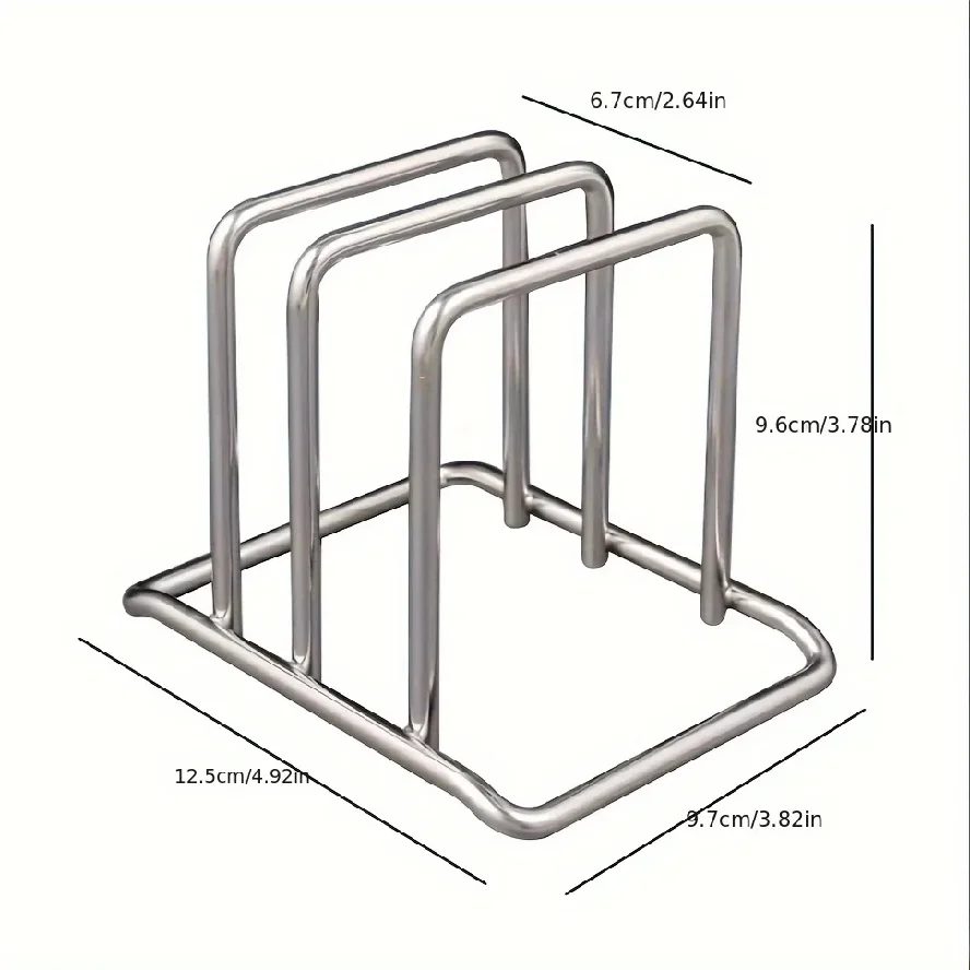 1pc Space-Saving Stainless Steel Pot Lid and Cutting Board Organizer Combo - Heavy-Duty Countertop Rack, kitchen organizer