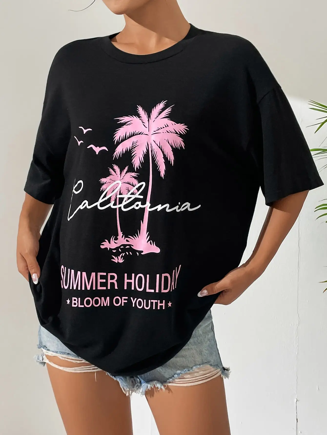 California Summer Holiday Bloon Of Youth t-shirt in cotone t-shirt larghe oversize maglietta da strada individuale maglietta alla moda Hipster