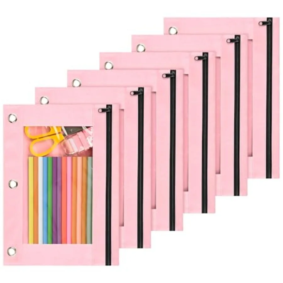 

Pencil Pouch for 3 Ring Binder, Binder Pen Bags with Zipper, Cute 3 Holes Pencil Pouches Organizer for Boy Girl School Student,