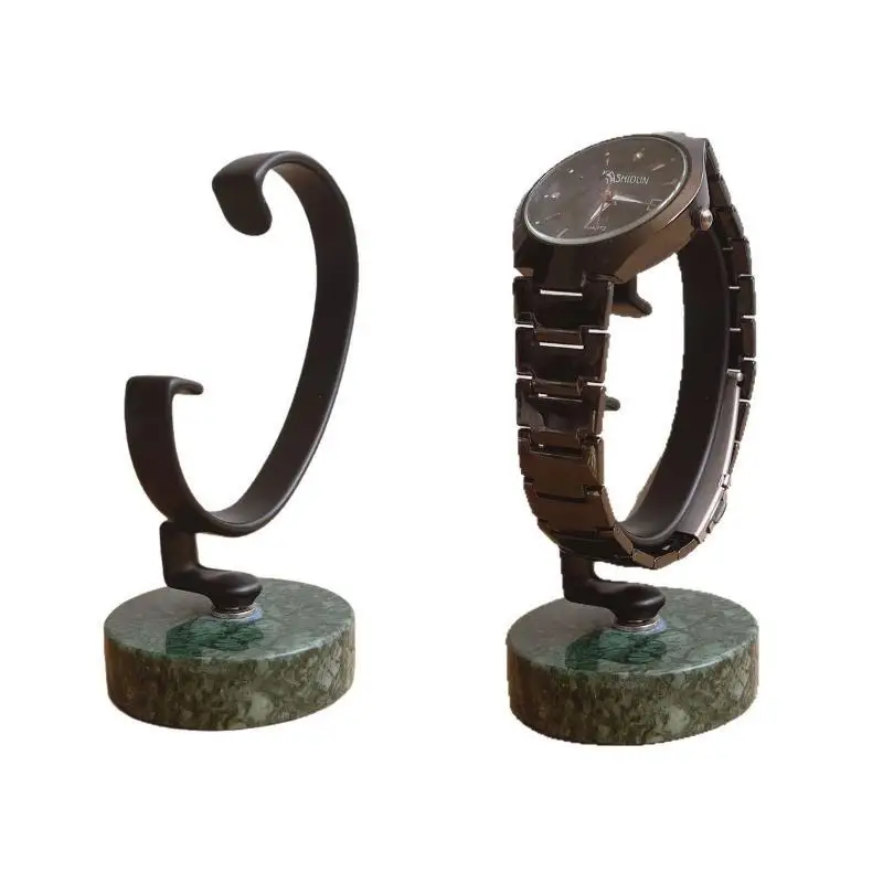 Watch Display Stand Marble Base Metal C Shape Holder Anti Slip Jewelry Wristwatch Rack Watch Collection Storage Show