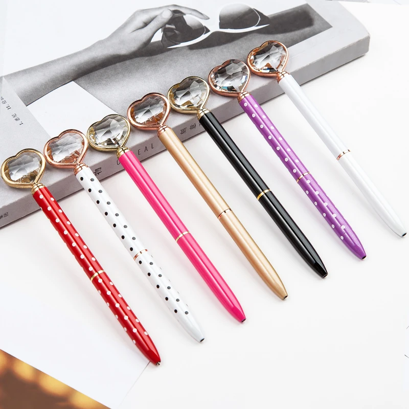 

8 Pcs Heart Drill Metal Ballpoint Pen Metal Love Gift Pen Wholesale Office Accessories Pens for Writing
