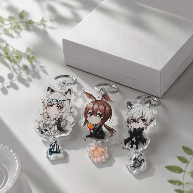Custom Keychains String Together Cartoon Key Chain Photo Customized Anime Charms Clear Acrylic Personalized Keychains