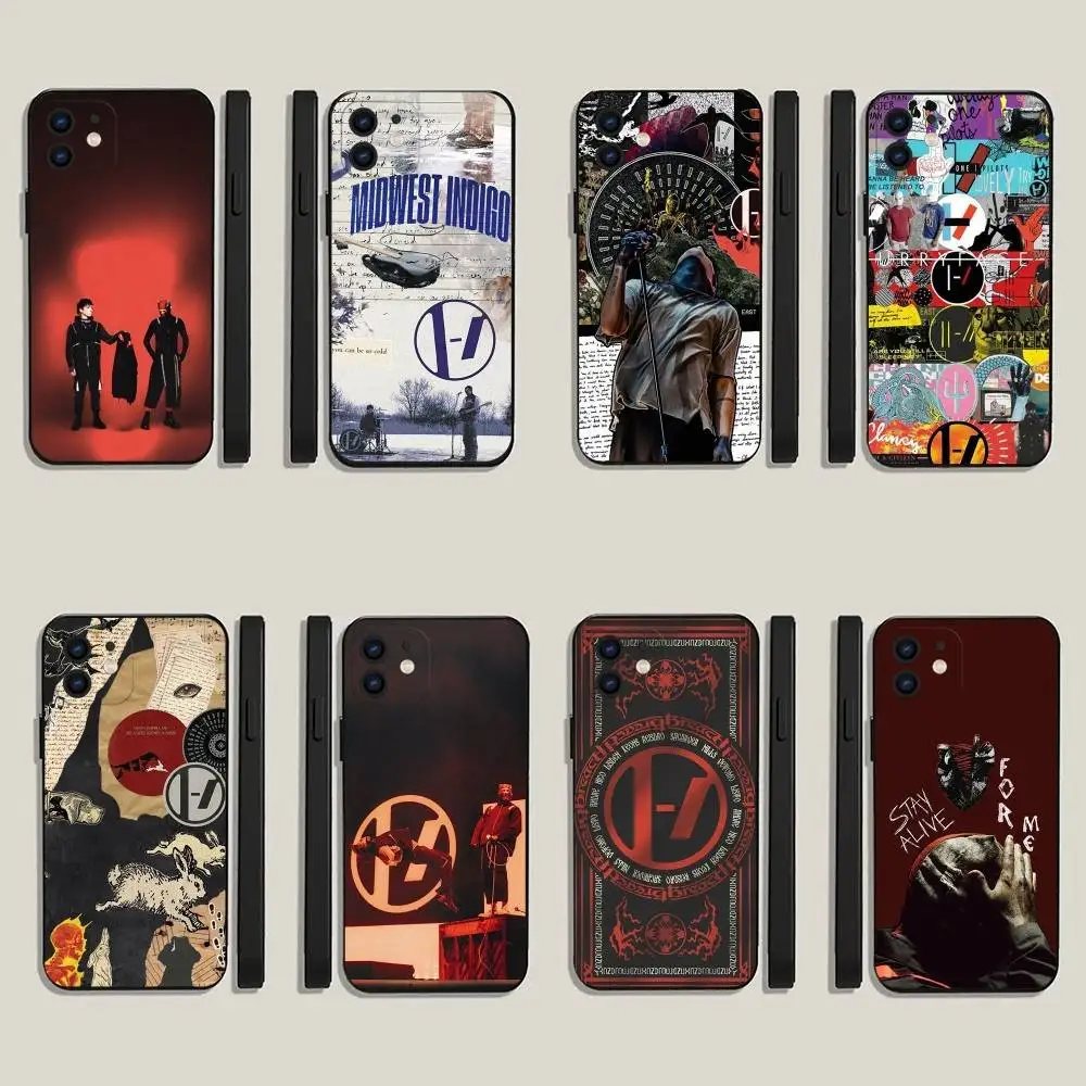 

T-Twenty One Pilots Phone Case For iPhone 6,17,16,15,14,13,12,11 Plus,Pro Max,XS,X,XR,SE,Mini,8,7,Soft Silicone Black Cover