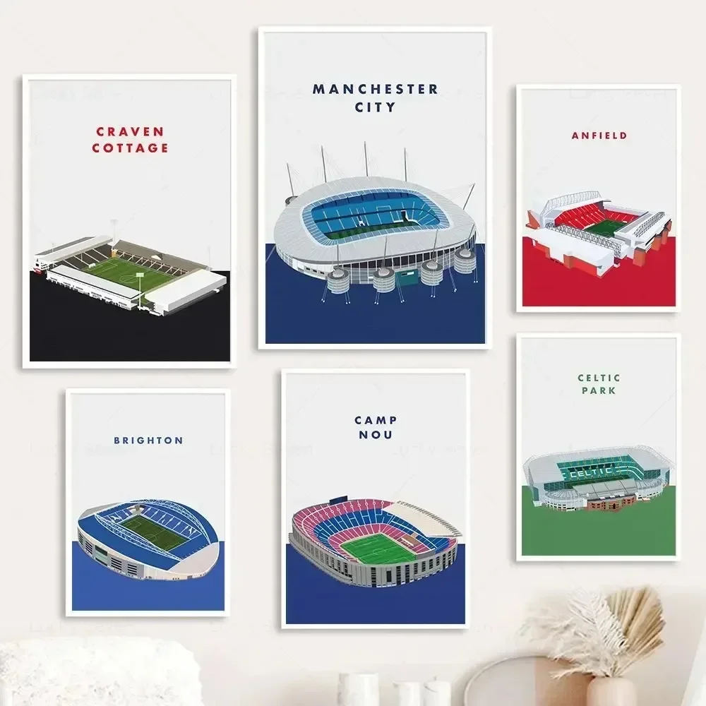 Sports Venue Canvas Painting Football Field Sport Wall Art Poster Manchester City Anfield Stadium Pictures Teen Room Decor