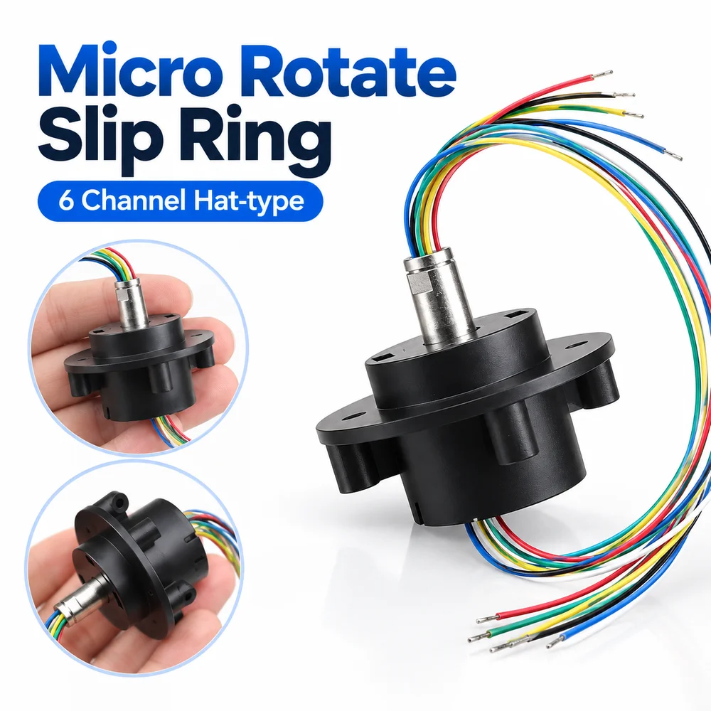 1Pcs Durable 2A Slip Ring Micro Hat-type Conductive Slip Ring Pure Copper Hollow Shaft Rotary Connector for Precision Turntable