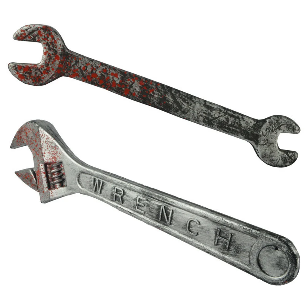 2 Pcs Gift Tricky Props Wrench Toy Fake Knife Spanner Performance Haunted House Child