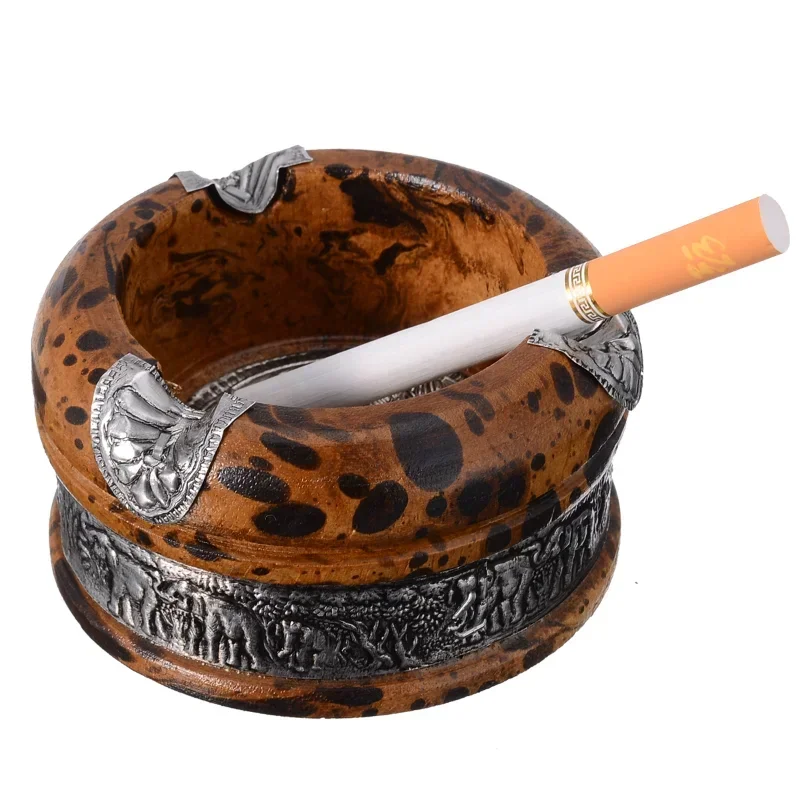 1Set 3Inch Vintage Wood Ashtray Tray Handmade Smoking Tobacco Cigarette Ashtray Ash Tray Case for Home Smoking