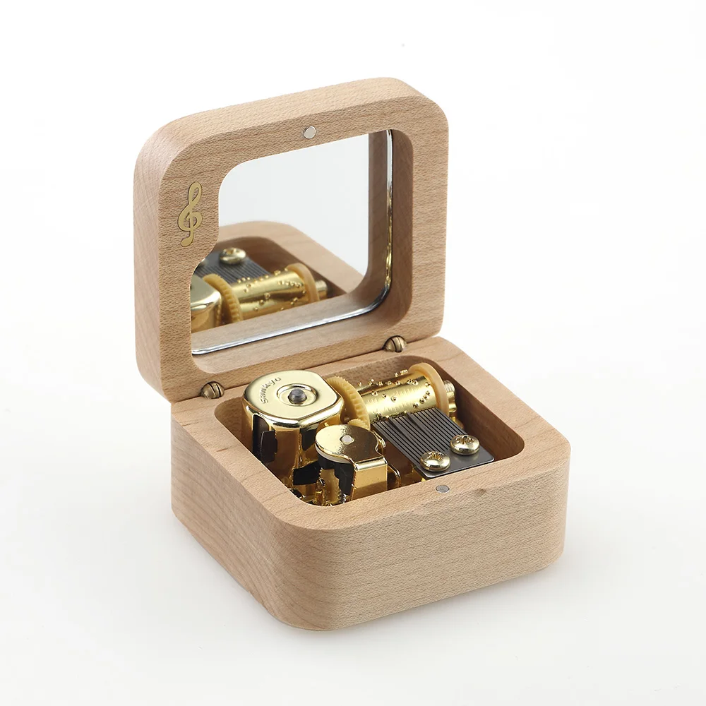 

Wooden Music Box Gift - 30 Songs optional (My Heart Will Go On, Canon in D) Handmade Carved Music Box with Mirror