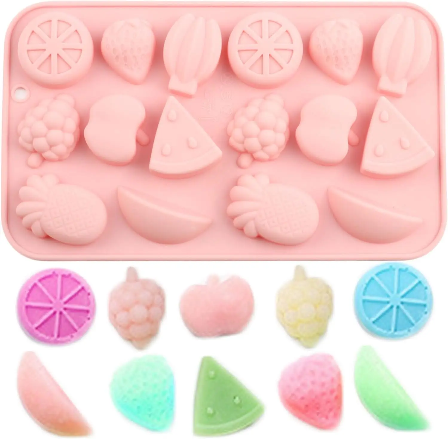 16 Cavity Fruits Silicone Chocolate Molds Watermelon Pineapple Grapes Banana Apple Candy Mold for Chocolate Candy Baking Tools