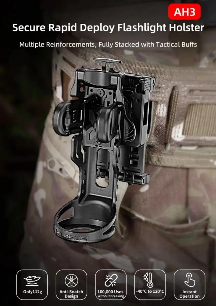 Klarus AH3 Secure Rapid Deploy Flashlight Holster for EP9-EP11/XT11R/XT2CR/XT11S/XT11GT PRO/XT2CR Pro/XT21C/XT12S/G15/GL4/GL3