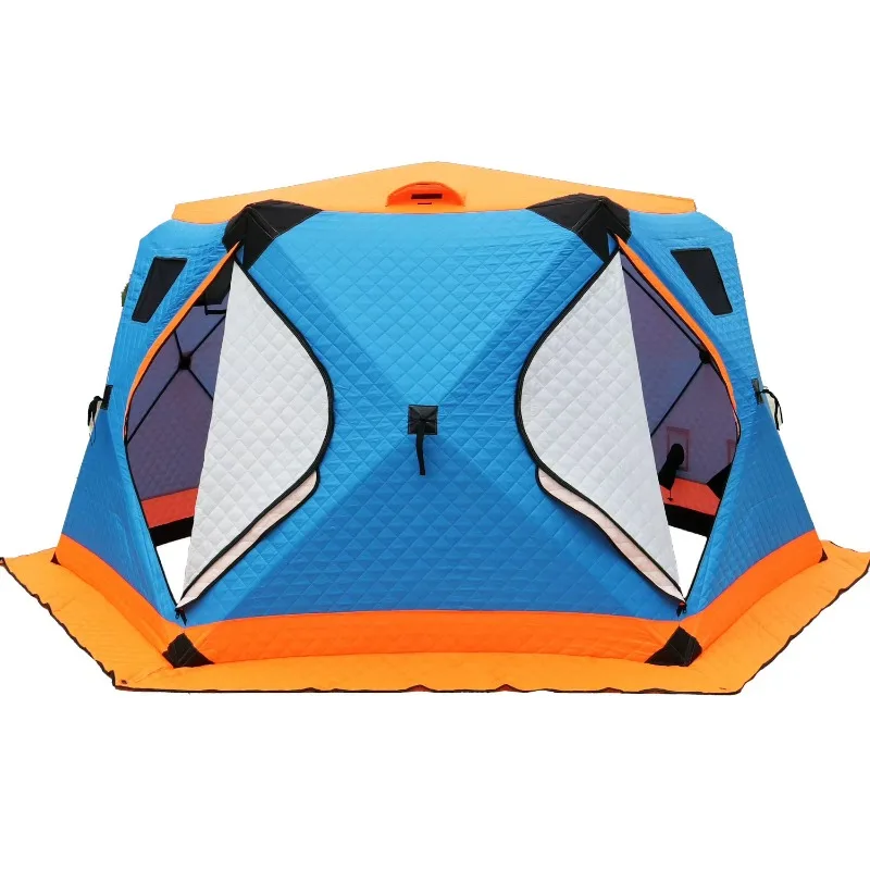 35-meter Hexagonal Winter Ice-fishing Tent Oxford Cloth Fiberglass Poles Fully Automatic Quick-set Foldable Warm-keeping