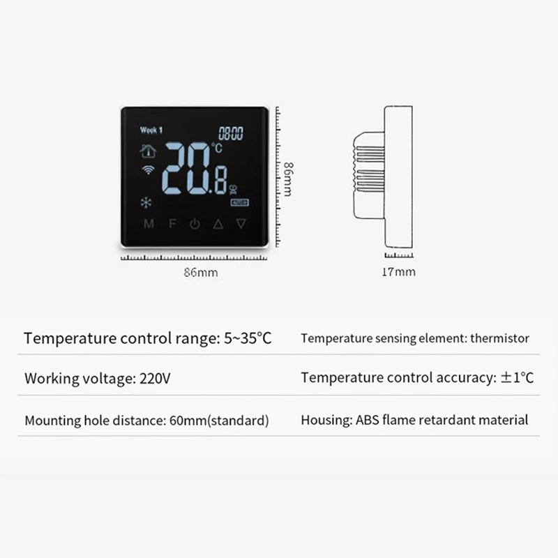 Tuya Zigbee Wifi Smart Thermostat Smart Home Temperature Regulator WIFI Air Conditioning Floor Heating Thermostat Black