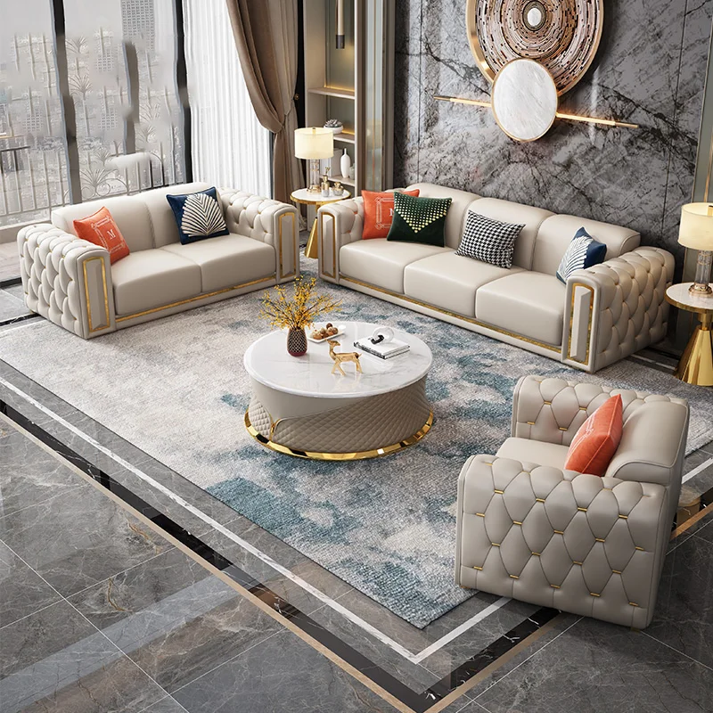 

Luxury Home Furniture Nordic Leather Modular Sectional Couch Modern Living Room Sofas