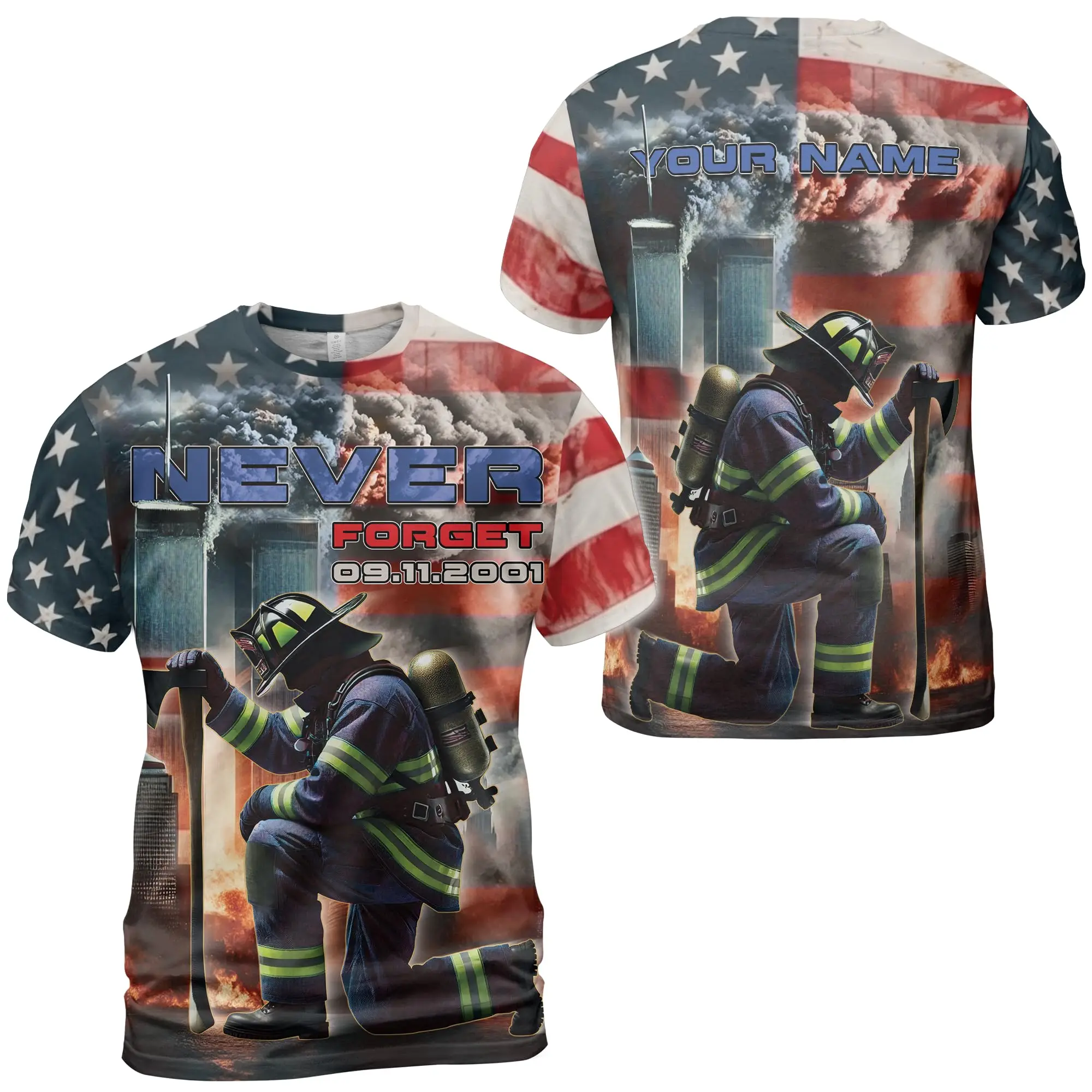 2024 American Historical Patriot 911 Event Short Sleeve T-shirt Loose Fashion 3D Printed T-shirt Casual Men's Oversized Top