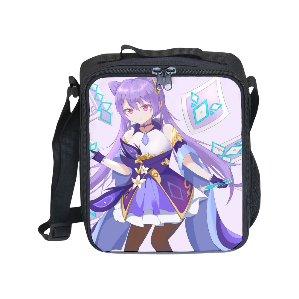 

Harajuku Crossbody Game Genshin Impact Lunchbox Thermal insulation Food Lunch Bag 3D Printed Picnic Insulated Handbags Ice Bags