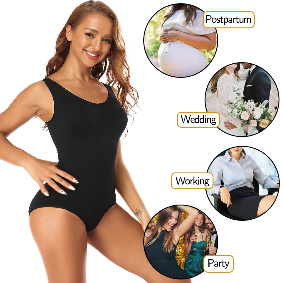 Women Shapewear Bodysuit Seamless Tummy Control Body Shaper Tank Tops Compression Shirts Waist Trainer Vest Slimming Underwear