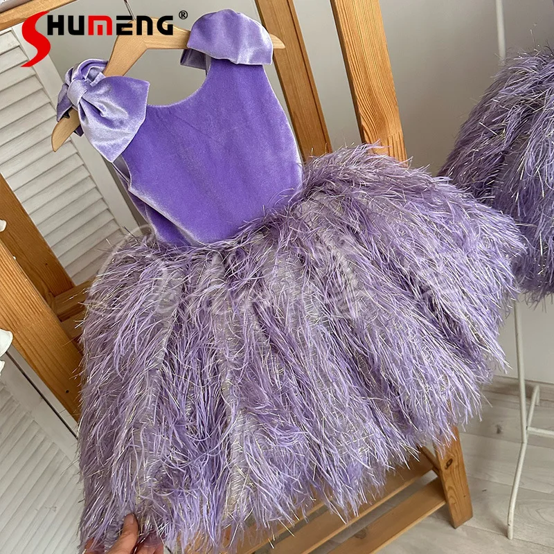 

Новое модное платье для девочек: нарядное платье принцессы с бантом для выступлений на фортепиано, свадеб, дней рождения и праздников, с цветочным тюлевым подъюбником