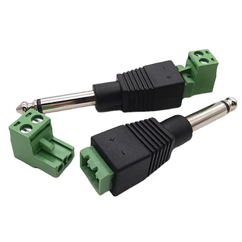 2Pcs 6.3mm 3/4pole Mono Stereo Audio and Video Male Plug with Shielded Terminal Plug Adapter Free Solder
