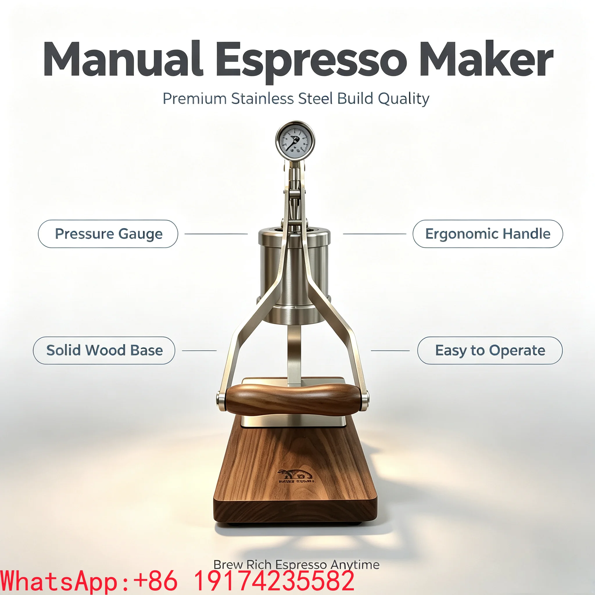 NEW 2nd Generation Small Household Stainless Steel Semi-automatic Italian Espresso Lever Hand-press Coffee Machine