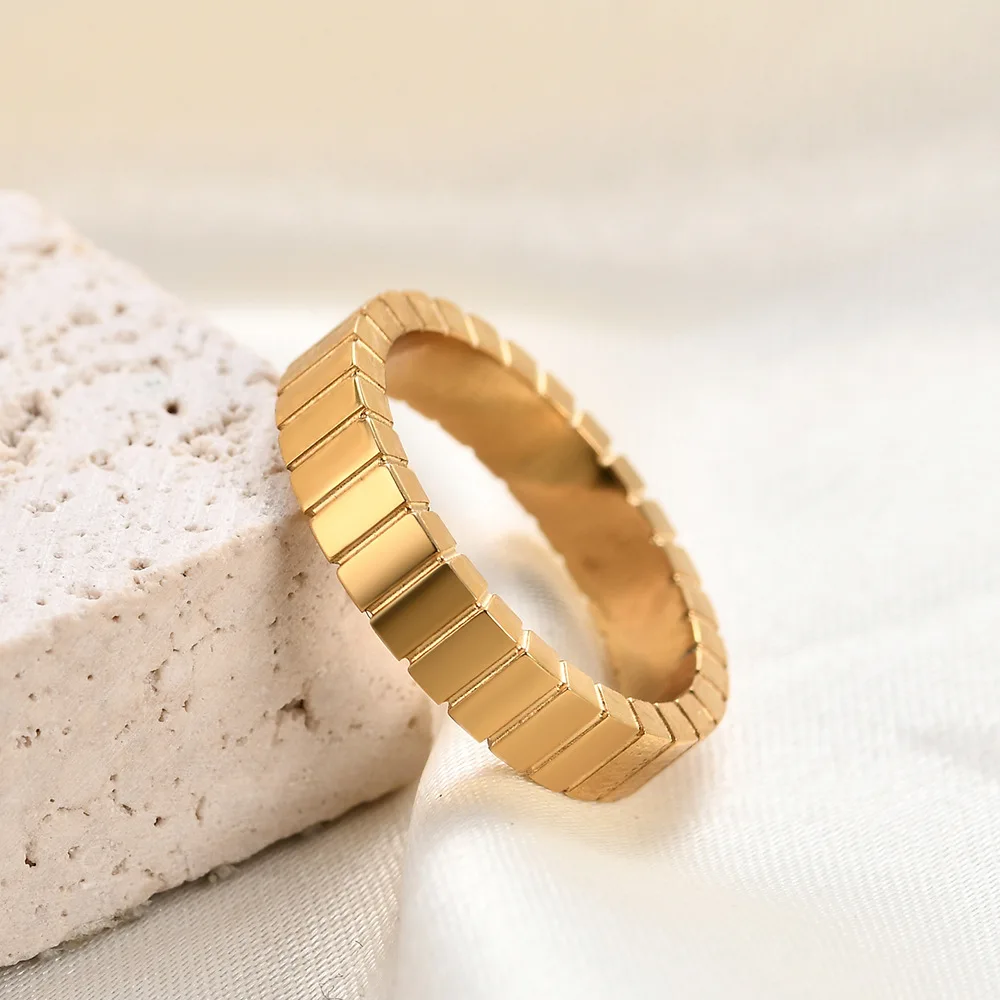Checkered Striped Geometric Couple Rings, Perfect Gift for Wedding Anniversary & Valentine's Day