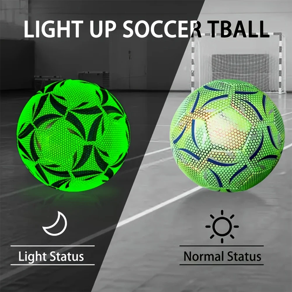 1pc Reflective Football Training Soccer Luminous Fluorescent Reflective Cool Luminous No. 5 Football For Child Adult