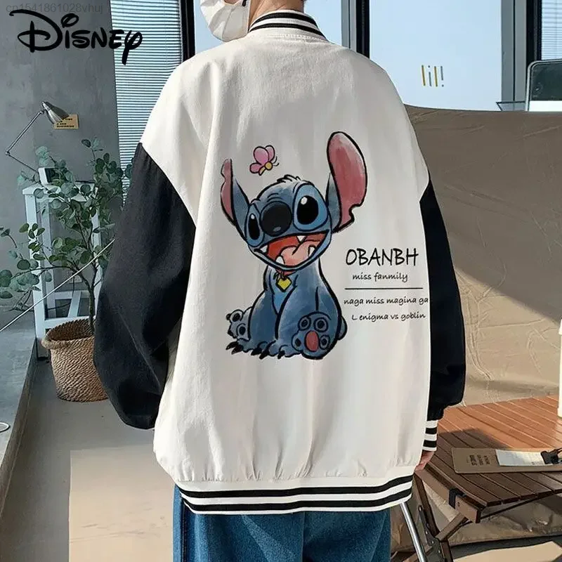 

Disney Stitch Baseball Jacket Men's Yk2 Hip Hop Casual Cardigan Jacket Oversized Korean Trendy Coat Women Girls Harajuku Hoodie