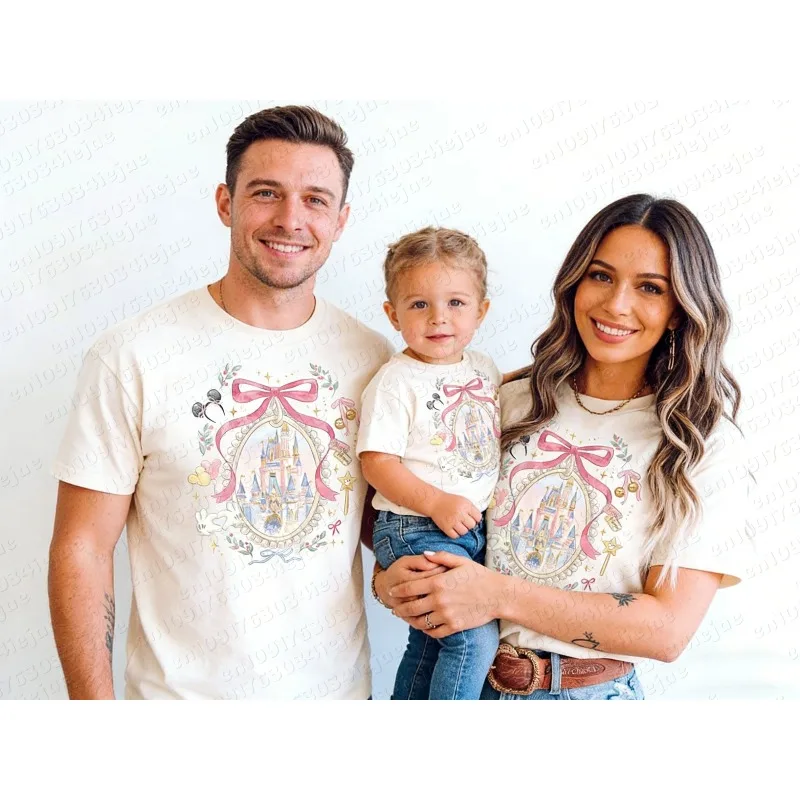 

Очаровательная футболка с бантом и изображением замка Диснея, футболка Magical Kingdom Girl Disco Girl Tour, женская модная повседневная хлопковая дышащая футболка