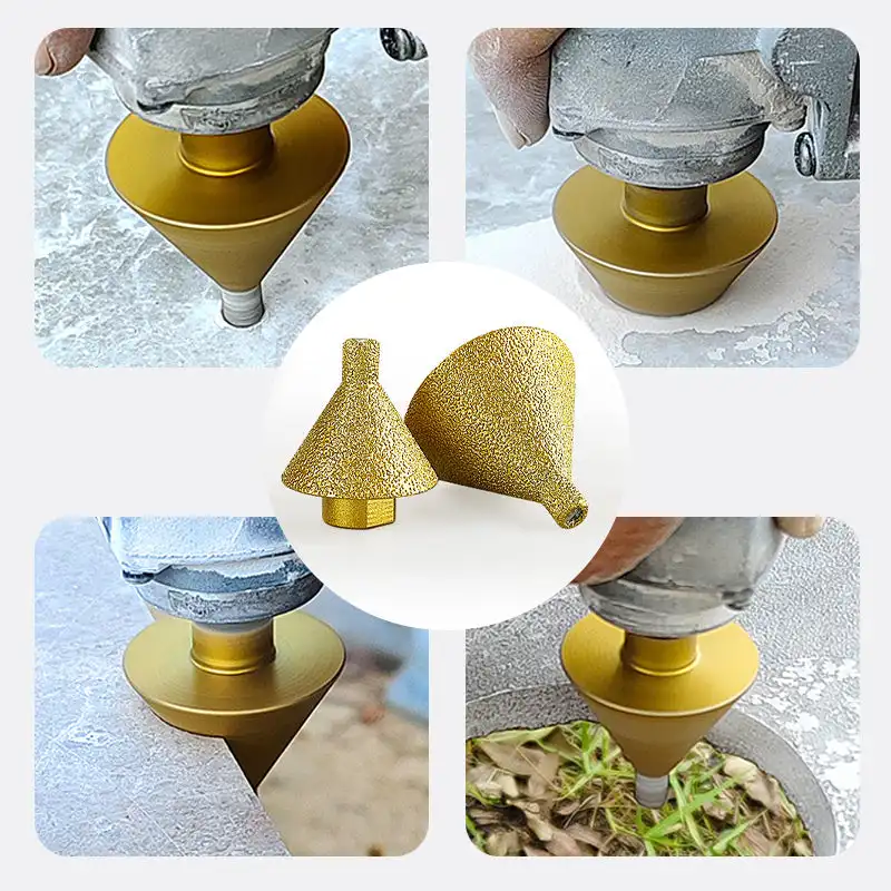Diamond Beveling chanfro bit, cone esculpir polimento, rebolo para cortador de telhas de porcelana, aparar, linha M10, 38mm, 50mm, 1Pc