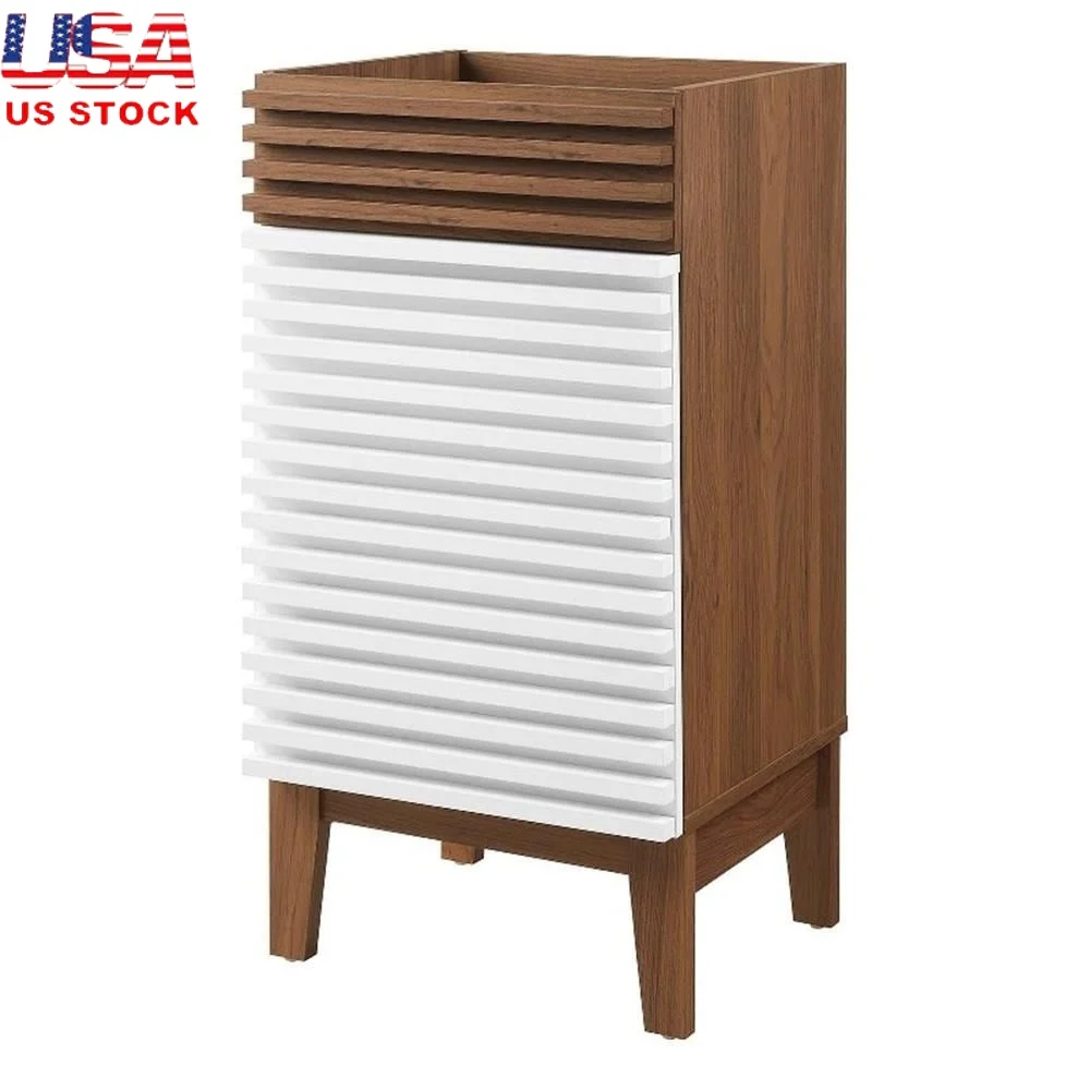 

Mid-Century Modern 17 Inch Bathroom Vanity Cabinet Particleboard Laminate Soft-Close Door Adjustable Storage Shelf Assembly