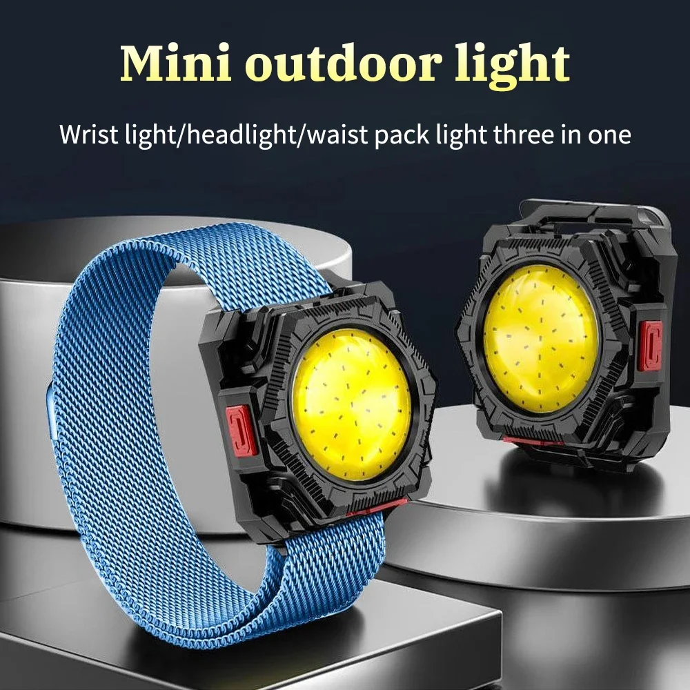 COB LED Headlamp USB Rechargeable Headlight Waterproof Head Lamp White Red Lighting with Built-in Battery