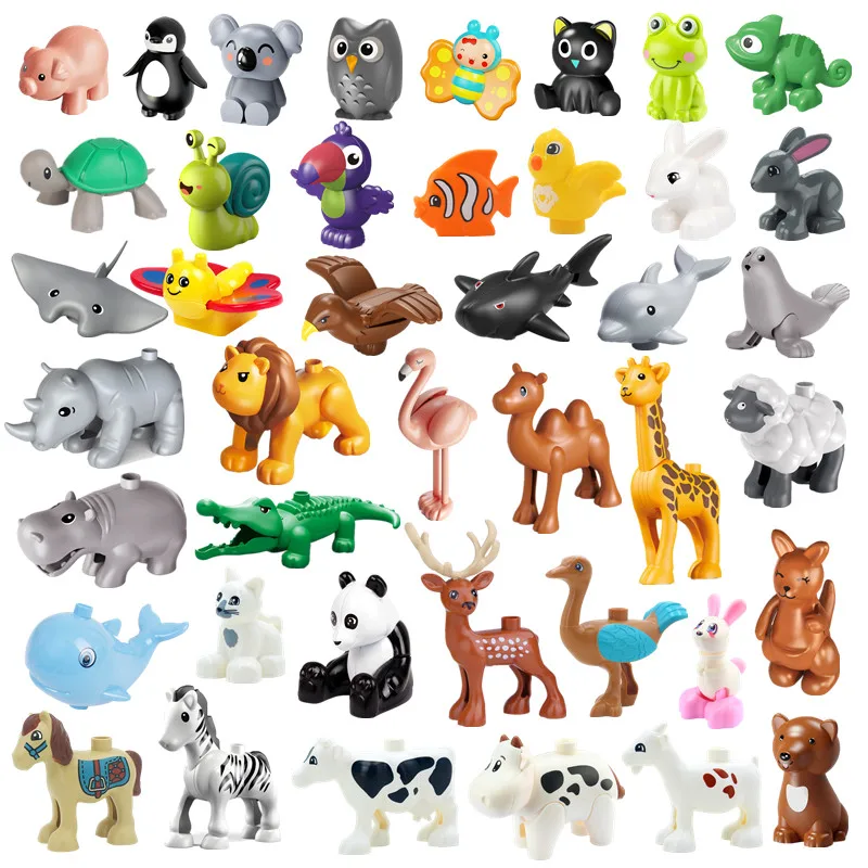 Big Building Blocks Toys Animal Panda Snail Reindeer Ostrick Fox Squirrel Flamingo Kangroo Koala Ray Owl Compatible Brick Parts