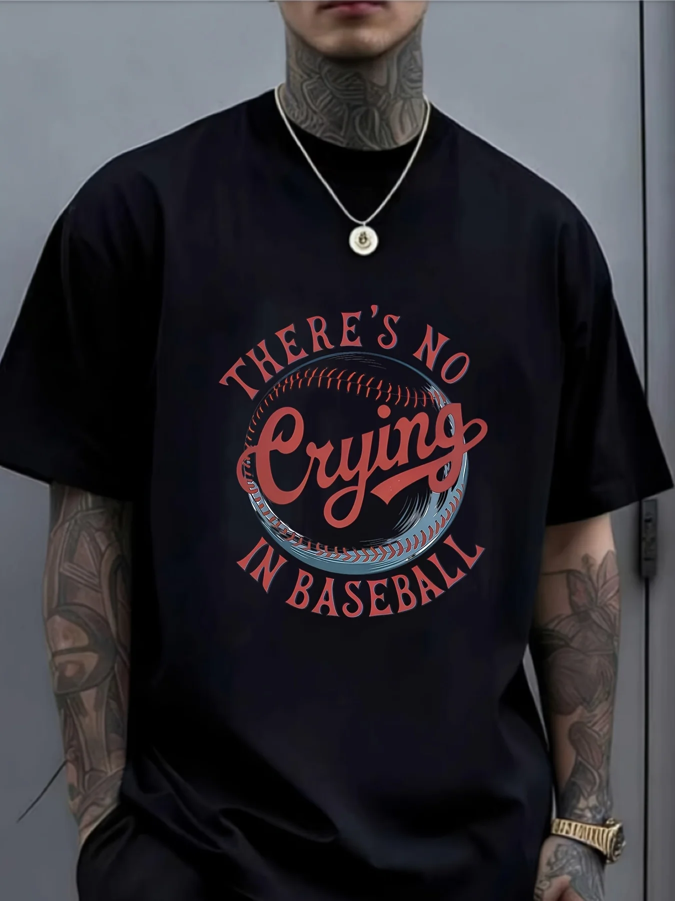 Premium Soft There'S No Crying in Baseball Funny Graphic T-Shirt  Perfect for Father'S Day, Spring Outings  Summer Festivals  Unique Streetwear Design, Casual Daily Wear  Comfortable Short Sleeve Tee for Men  2024 Trendy Design