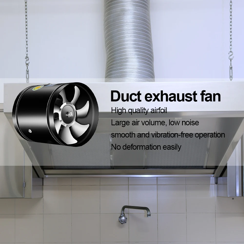 Pipe Ventilation Fan 4 6 8 Inch Pipe Air Ventilator Low Noise Mini Extractor Kitchen Air Ventilator for Kitchen Washroom Canteen