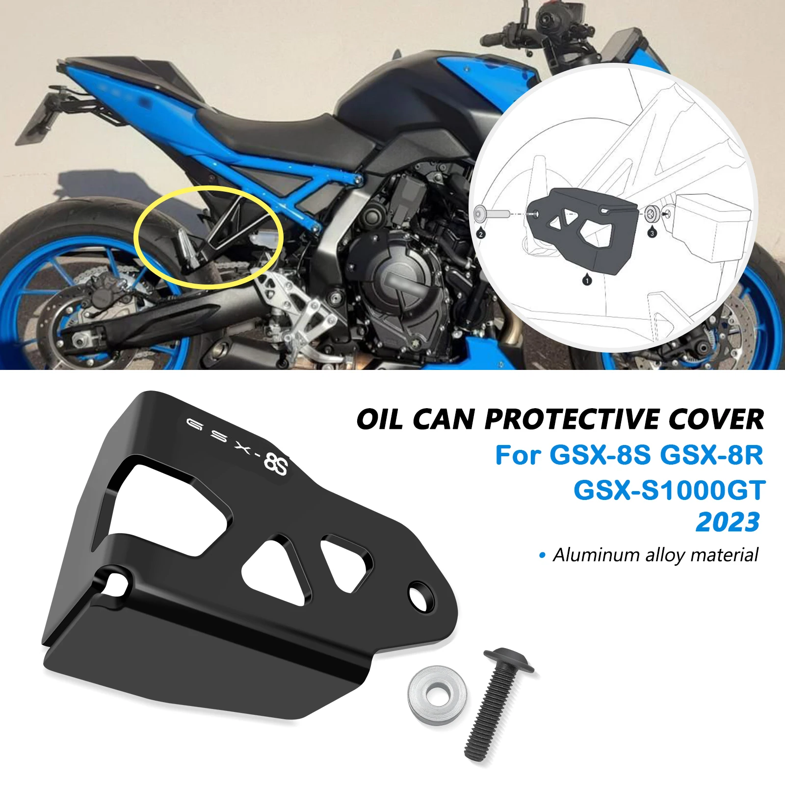 Para motocicleta freio traseiro cilindro mestre guarda óleo pode capa protetora GSX-8S GSX-8R GSX-S1000GT 2023