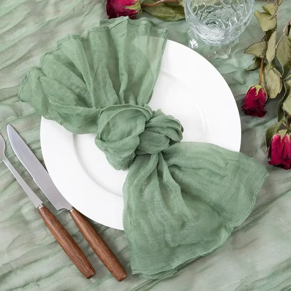 

Party Supply Table Decoration Gauze Napkin Reusable Soft Cotton Napkin Thin Vintage Placemats Wedding