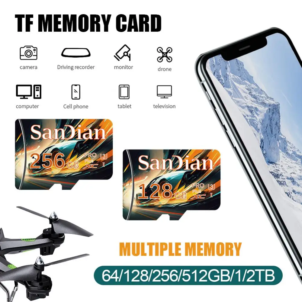 Scheda di memoria 256GB 128GB 64GB Mini SD Card originale 32gb 16gb V10 scheda TF scheda Flash ad alta velocità 64GB per fotocamera del telefono Drone