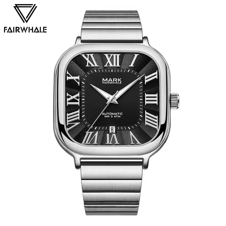 

Fashion Automatic Watch For Men Brand Mark Fairwhale Business Steel Square Watches Luxury Mechanical Clocks Male Reloj 2024 New