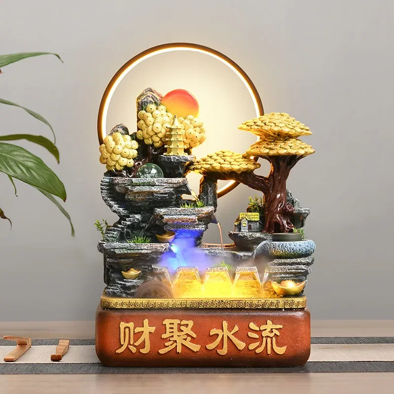 Rockery flowing water fountain living room circulating water landscape lucky feng shui wheel ornament