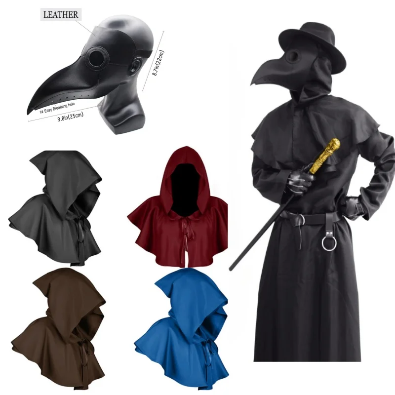 هالوين الطاعون طبيب الطيور منقار قناع الموت عباءة معالج مقنعين عباءة رداء الكرة حفلة لعب الأدوار الذكور والإناث #1