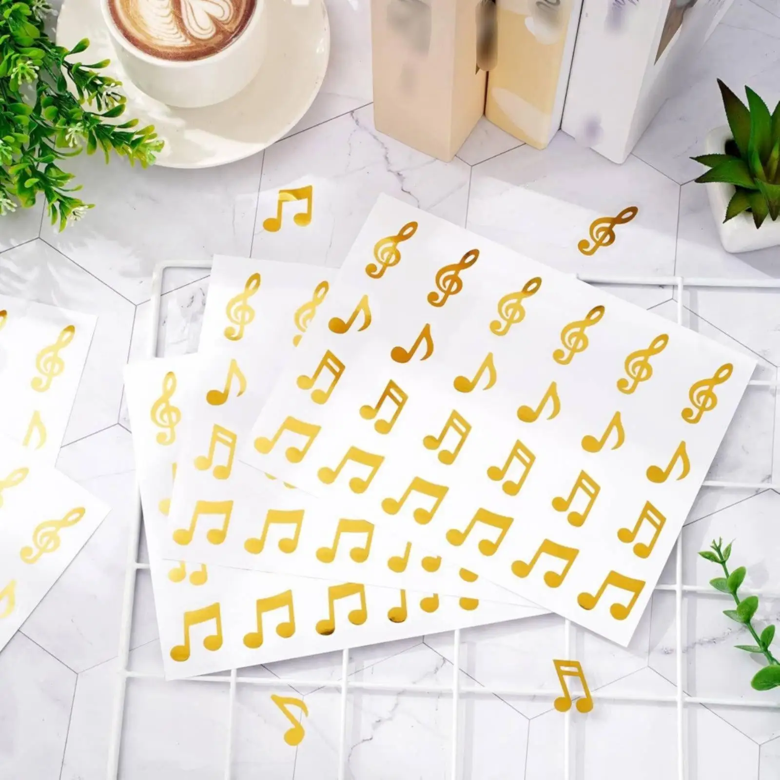 Glitter Music Symbol Sticker Sheets Decorative and Creative Stickers for Classroom and Home Crafts